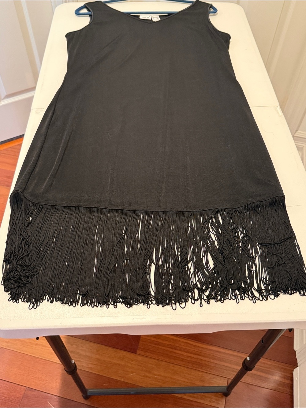 Together Black Sleeveless Fringe Mini Dress VNeck Flowy Fun Formal Wedding 1X